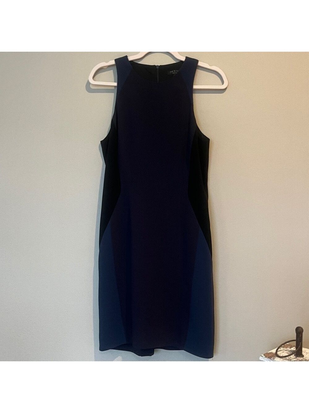 Rag & Bone Blue and Black Color Block Dress Sleeveless Zipper Closure EUC